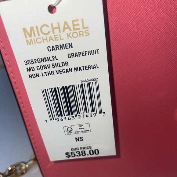 Michael Kors Carmen Medium Convertible Shoulder Bag Grapefruit - Picture 3 of 14